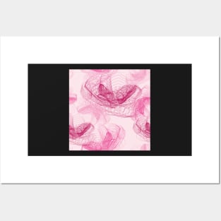 Feathery rose lotus pattern dark and blush pink Posters and Art